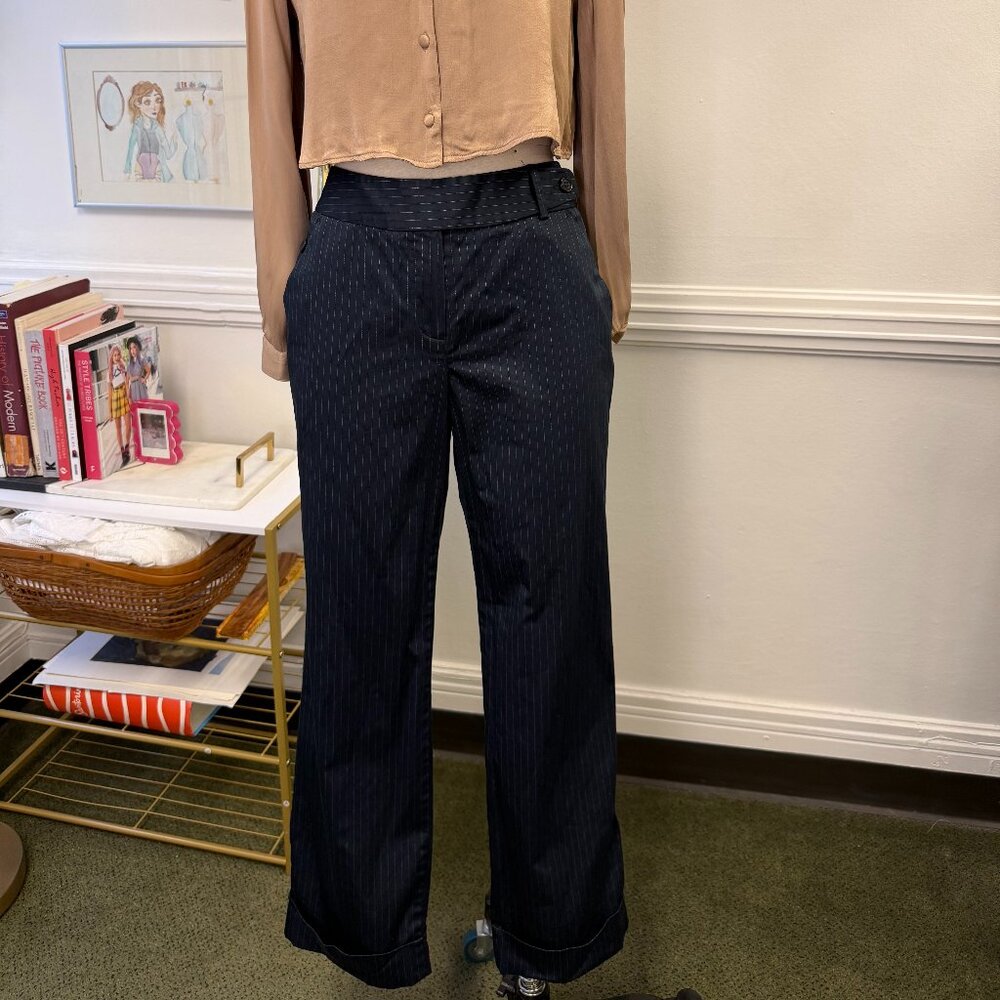 VTG Y2K 90s Old Money Preppy Office Siren Talbots Petite Pinstripe Stretch Pants